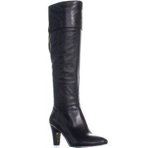 MAX DE CARLO Italian Made Black Leather Knee High Boot Size 9B